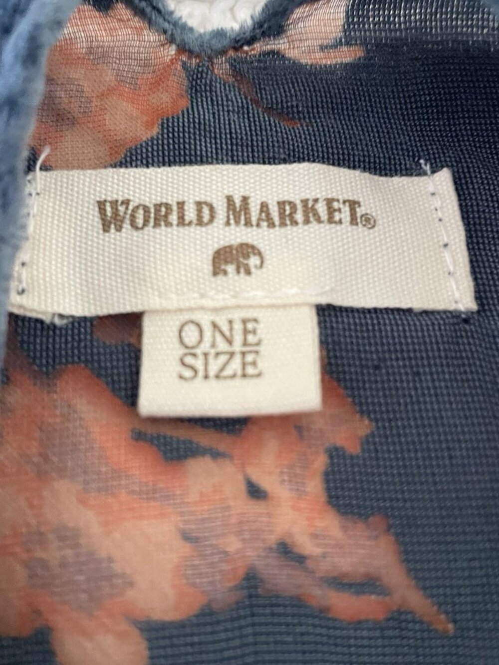 World Market Velvet Burnout Kimono Cardigan One Size Orange Blue Boho Resort - Picture 5 of 11